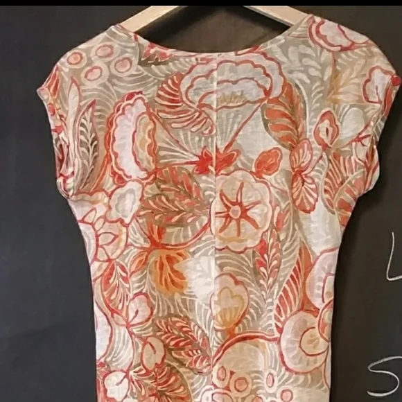 Linen Ann Taylor Loft Top Size XS ORANGE FLORAL PRINT ☆ - Picture 3 of 11
